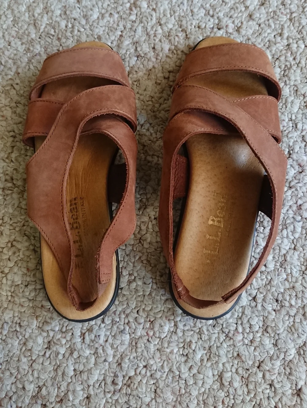 LL Bean Made in Italy Brown nubuck Leather Slingback Sandals size 6.5